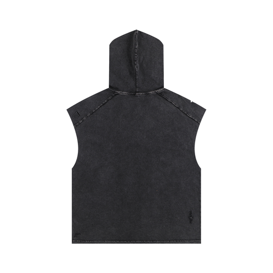 MMI Collective Snow Washed Boxy Hooded Tank Top