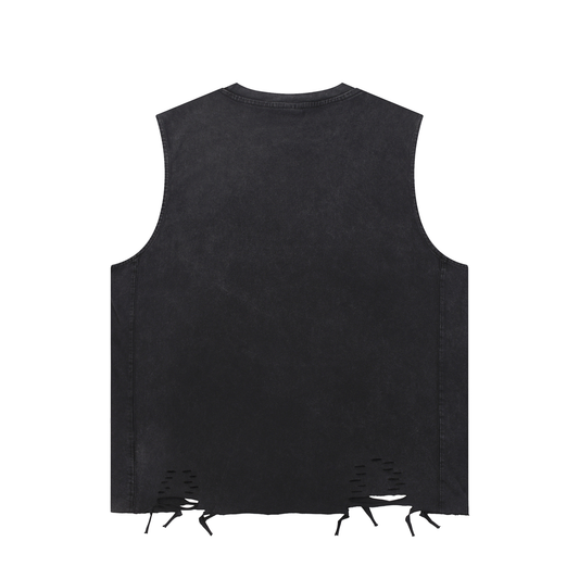 MMI Collective Snow Washed Raw-Hem Tank Top
