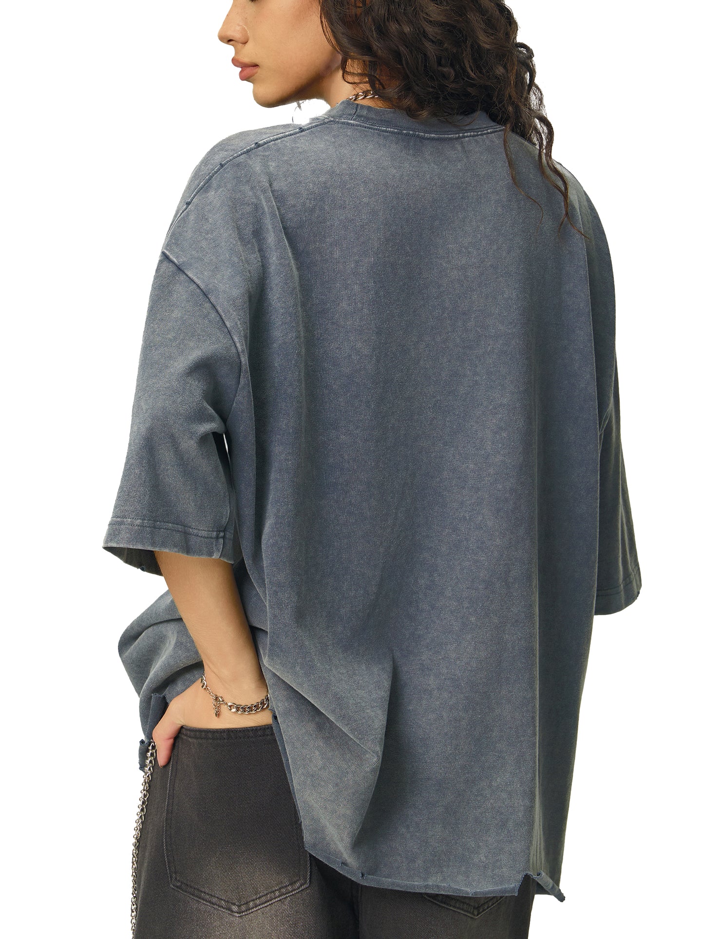 MMI Collective Snow Wash Raw-Hem Boxy T-shirt