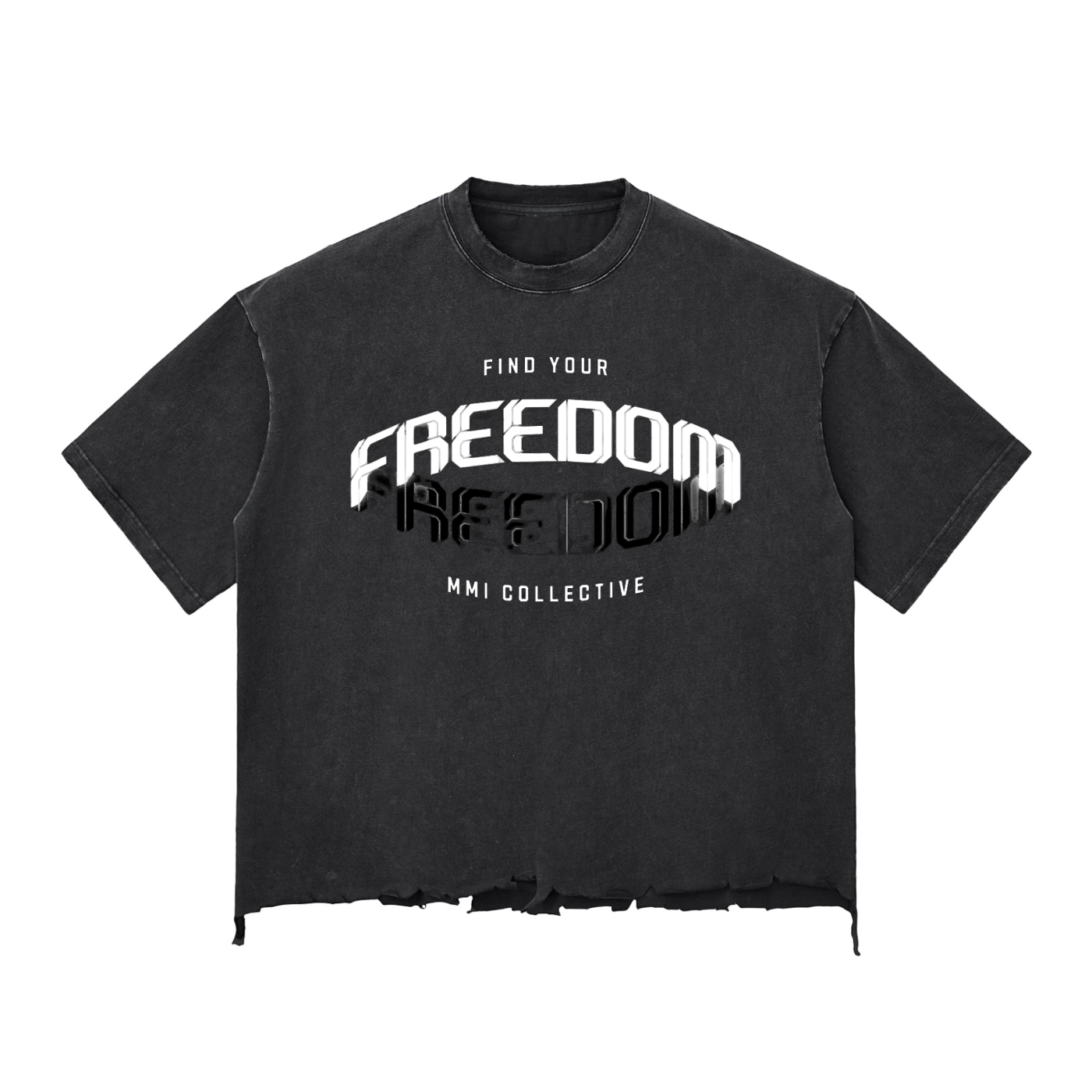 MMI Collective Snow Wash Raw-Hem Boxy T-shirt