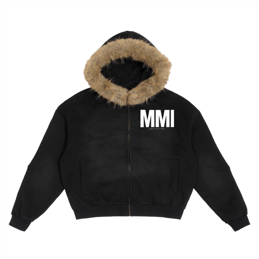 MMI Collective Sun Fade Boxy Detachable Fur Hoodie