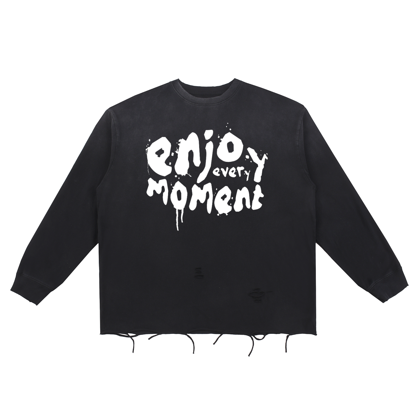 Snow Wash Raw Edge Cotton T-Shirt