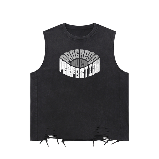 MMI Collective Snow Washed Raw-Hem Tank Top