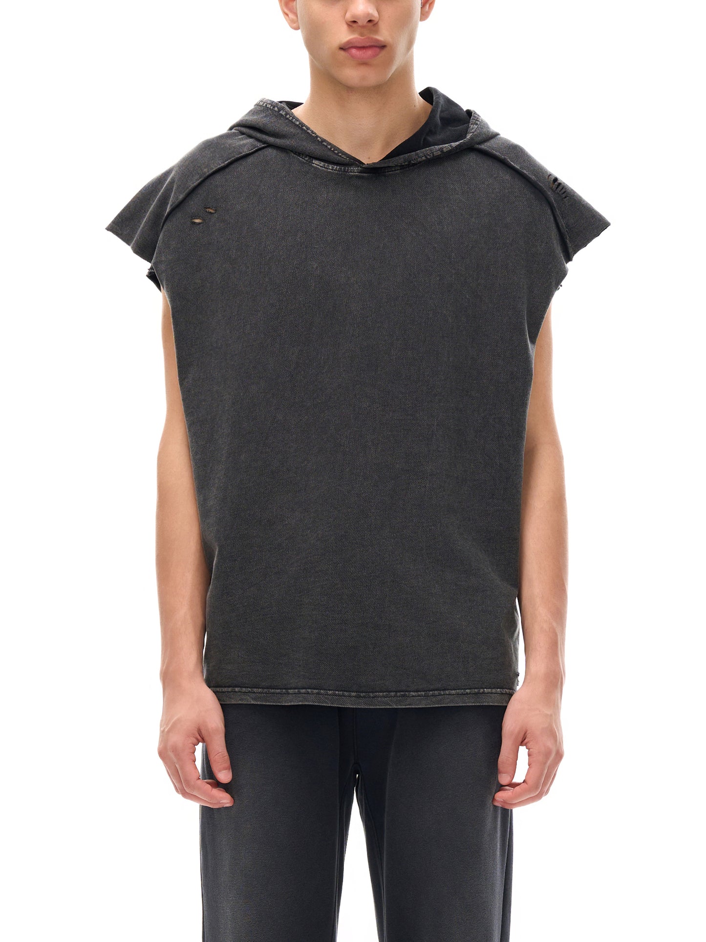 MMI Collective Snow Washed Boxy Hooded Tank Top