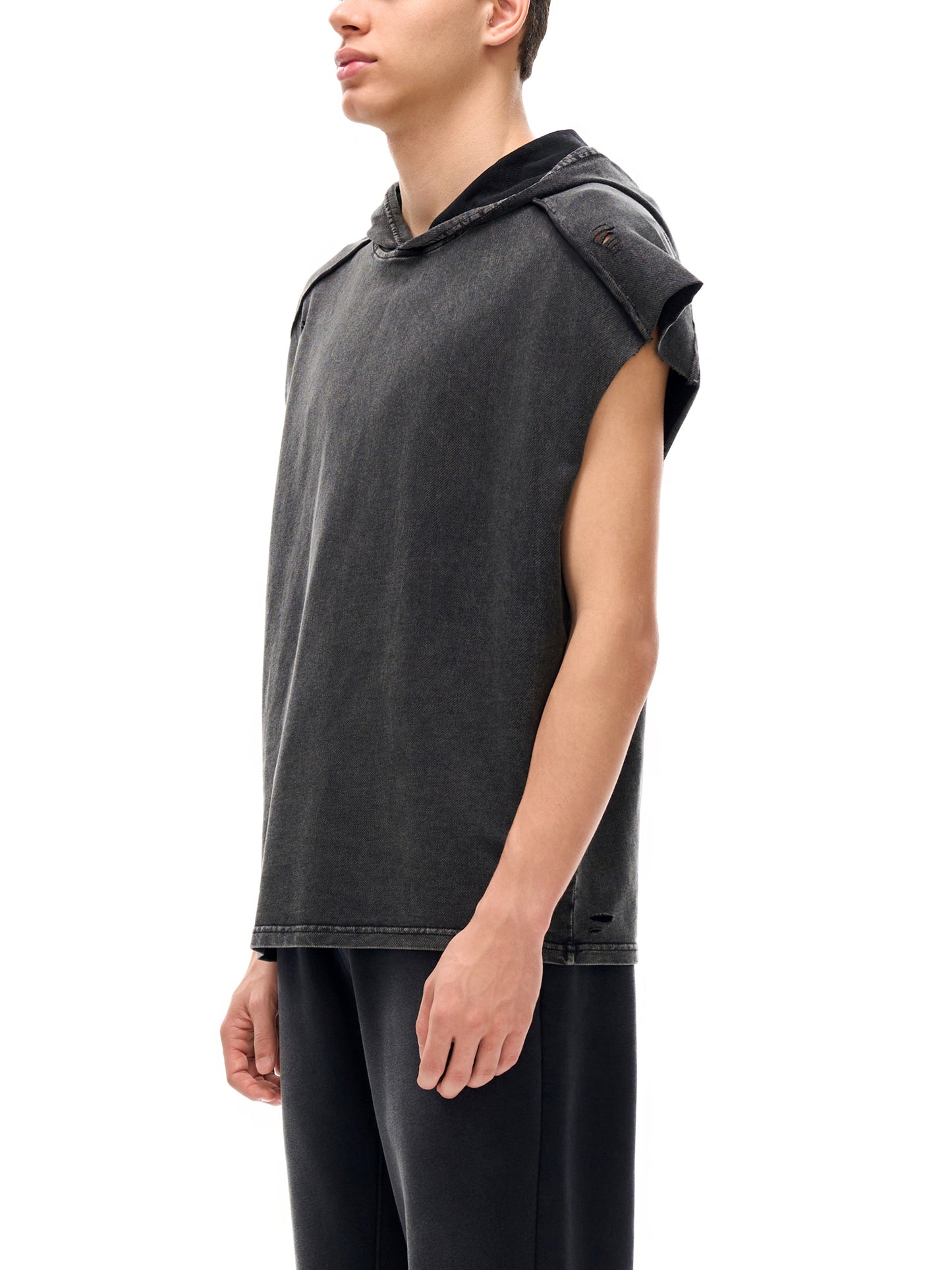 MMI Collective Snow Washed Boxy Hooded Tank Top