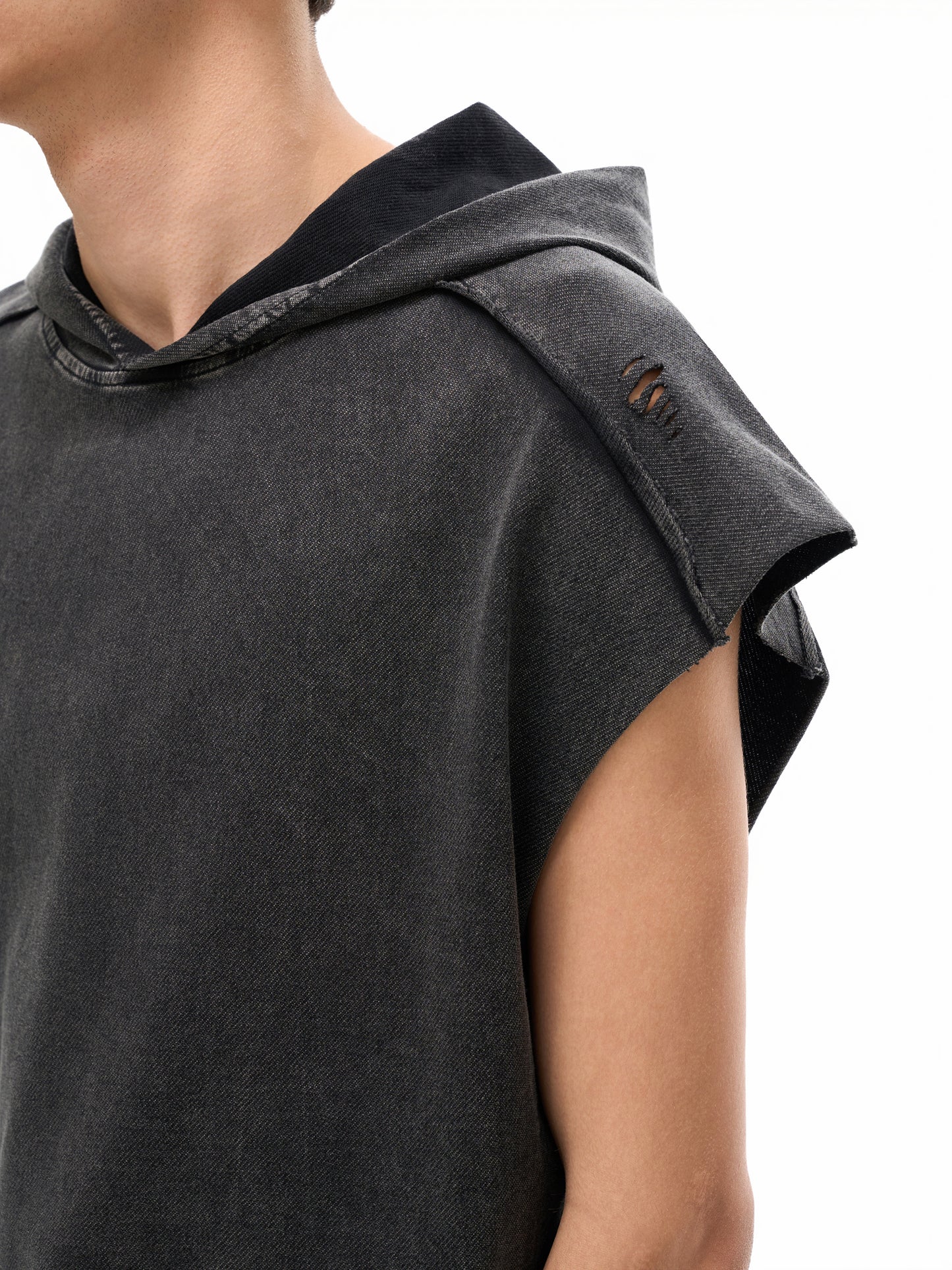 MMI Collective Snow Washed Boxy Hooded Tank Top