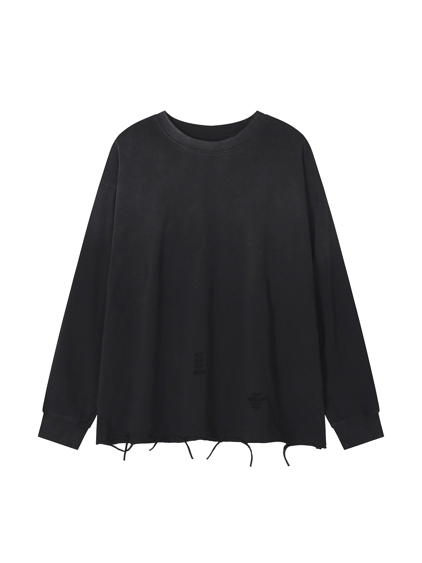 Snow Wash Raw Edge Cotton T-Shirt