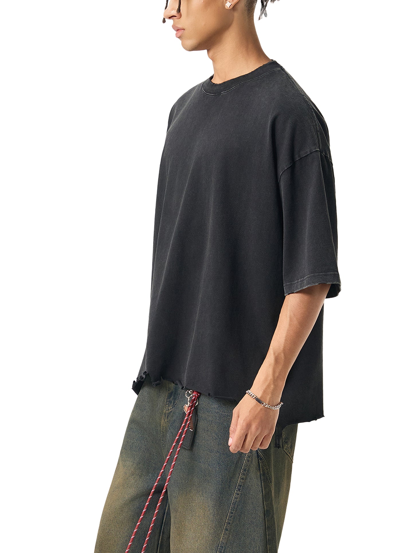 MMI Collective Snow Wash Raw-Hem Boxy T-shirt