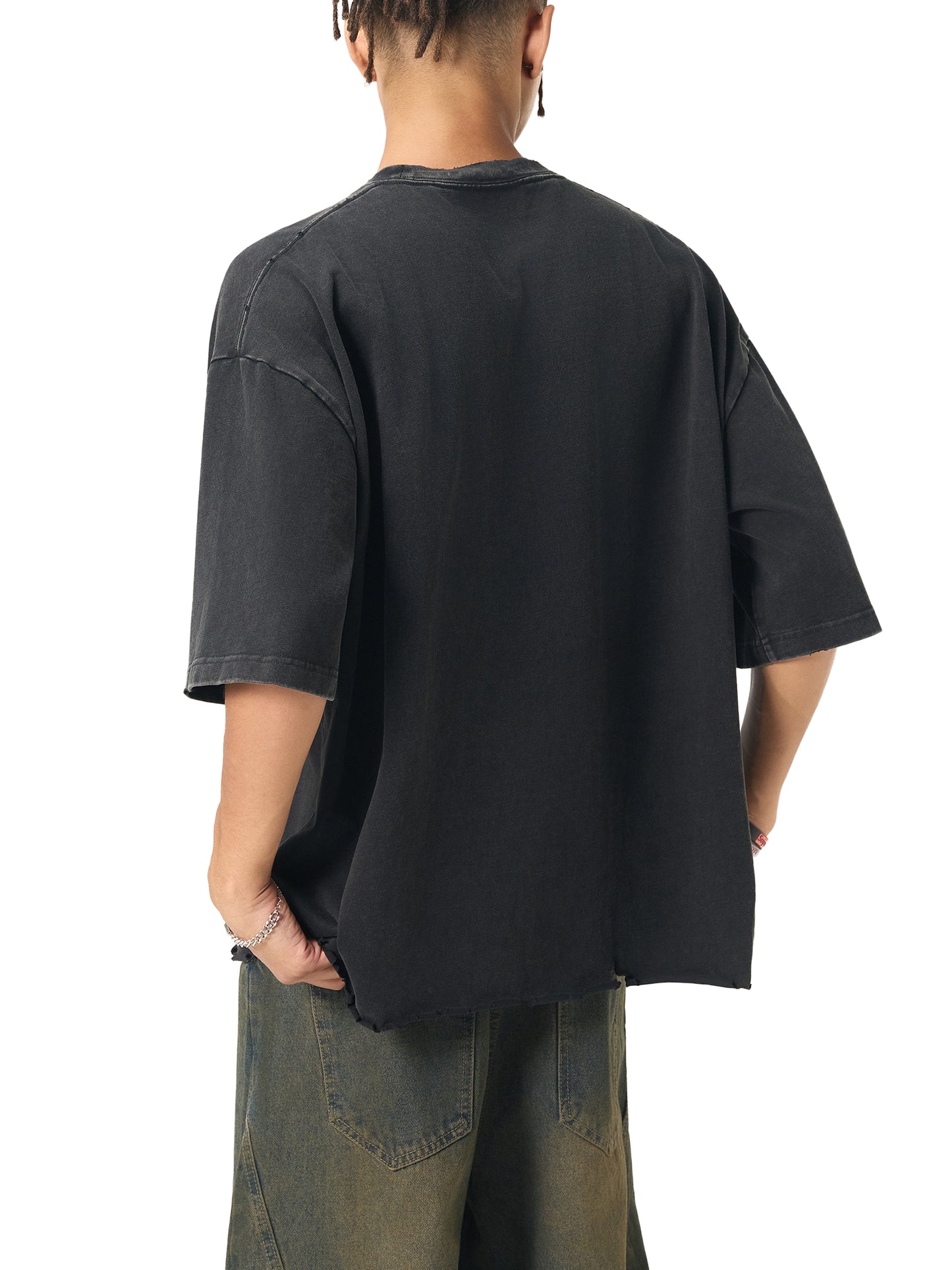 MMI Collective Snow Wash Raw-Hem Boxy T-shirt
