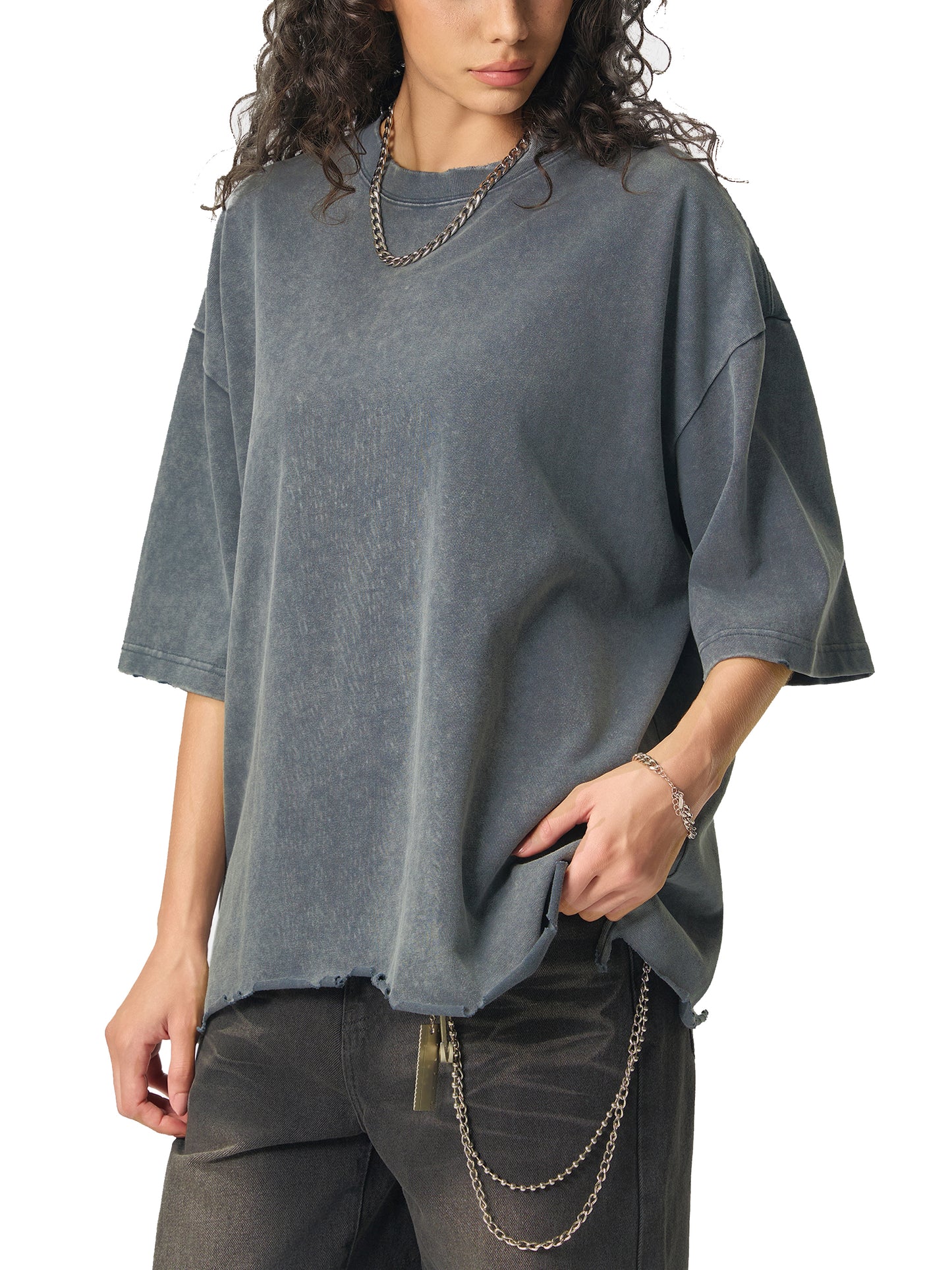 MMI Collective Snow Wash Raw-Hem Boxy T-shirt